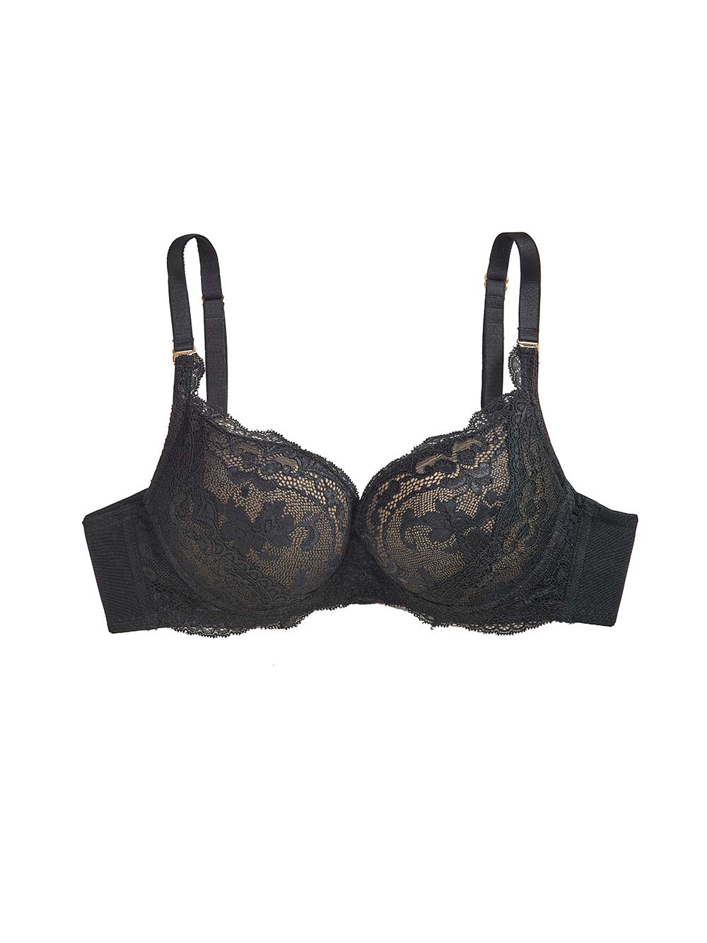 New Ex M&S Louisa Lace Non-Padded Non-Wired Full Cup Bra Size 38B Black