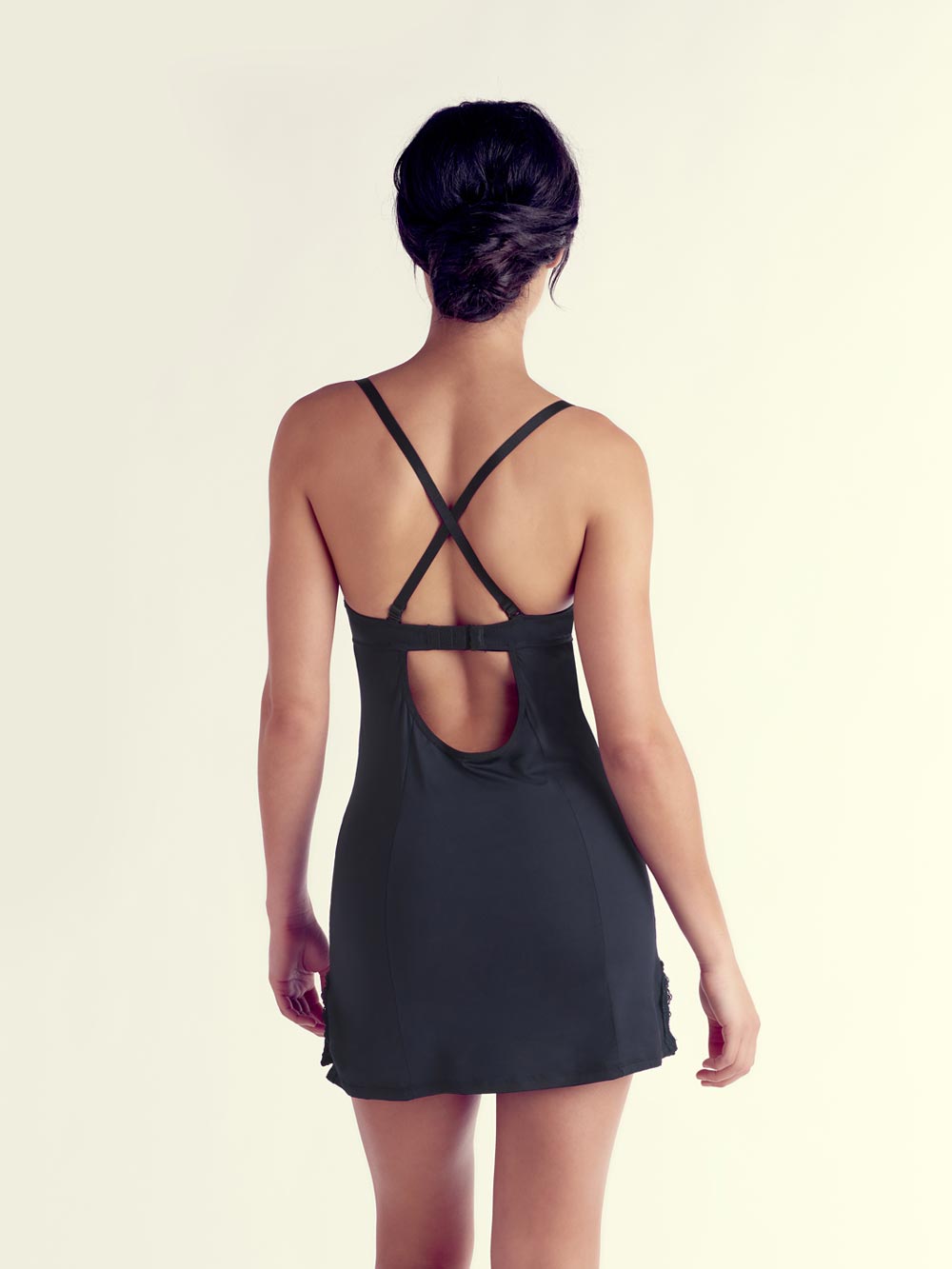 Lucia Convertible Straps Black Slip/Chemise
