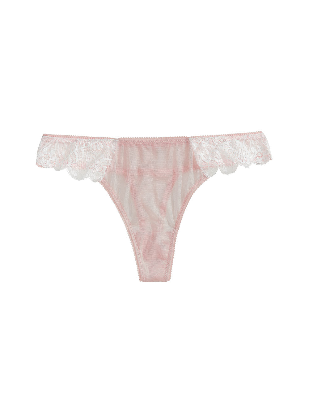 Cecilia Lace Detail Cotton Crotch Thong color_Lily Peach