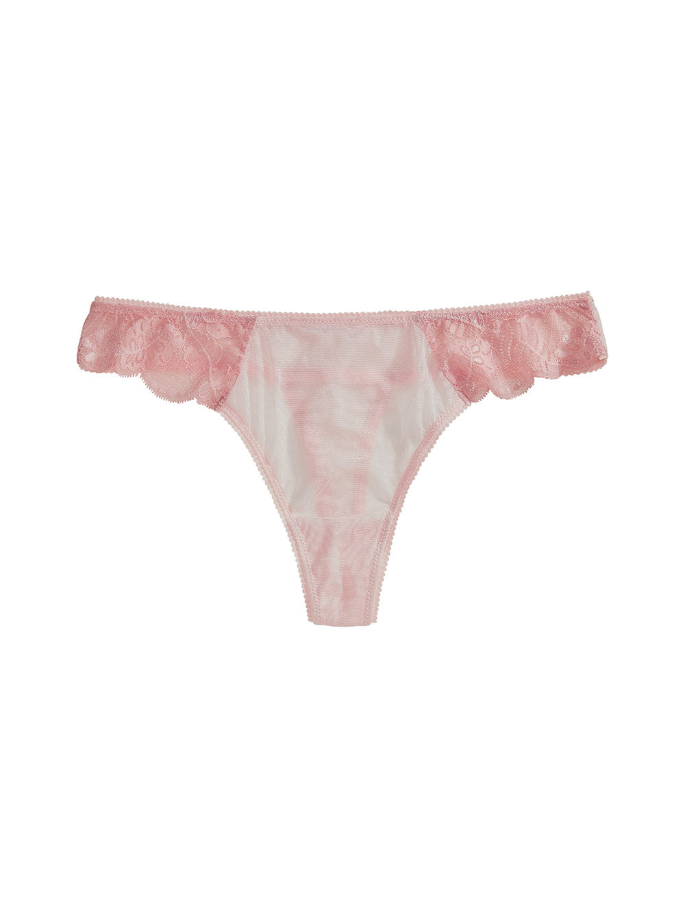Cecilia Lace Detail Cotton Crotch Thong color_Rosette/Peach