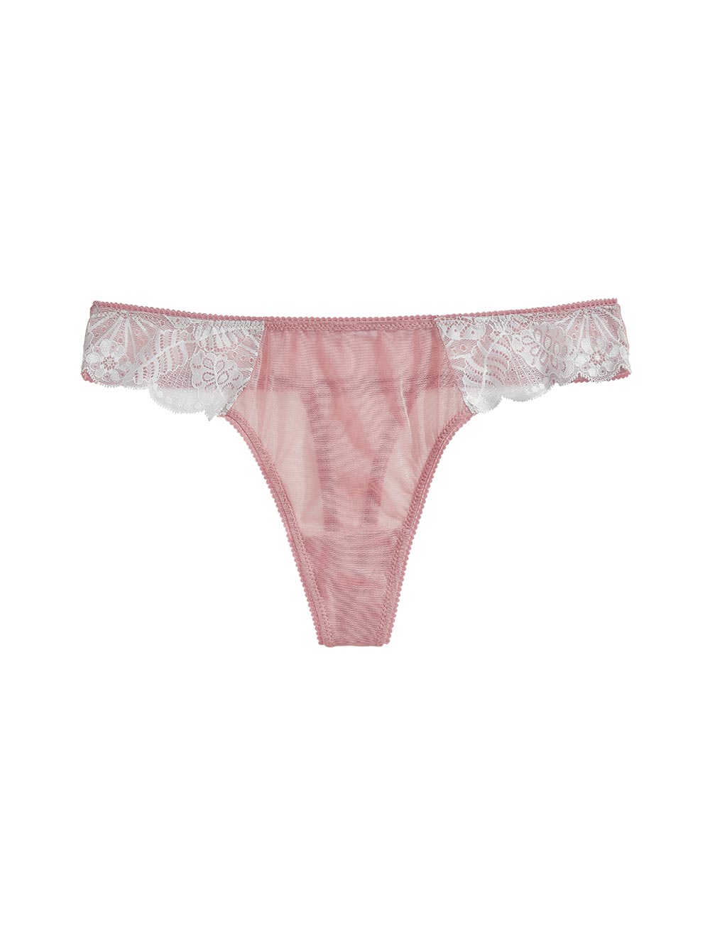 Cecilia Lace Detail Cotton Crotch Thong color_Stone/Rosette