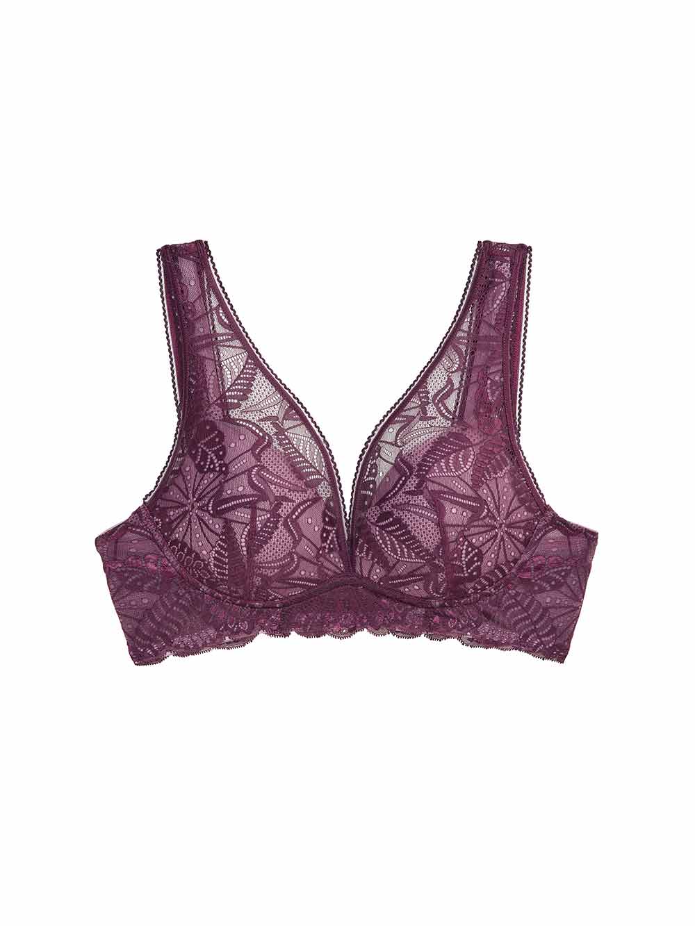 Elodie WireFree Deep plunge petite bra color_Cabernet/Rosé
