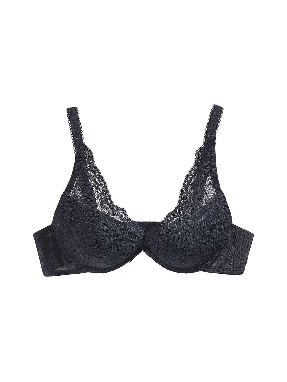 Lucia Deep-Plunge Black Lace Bra