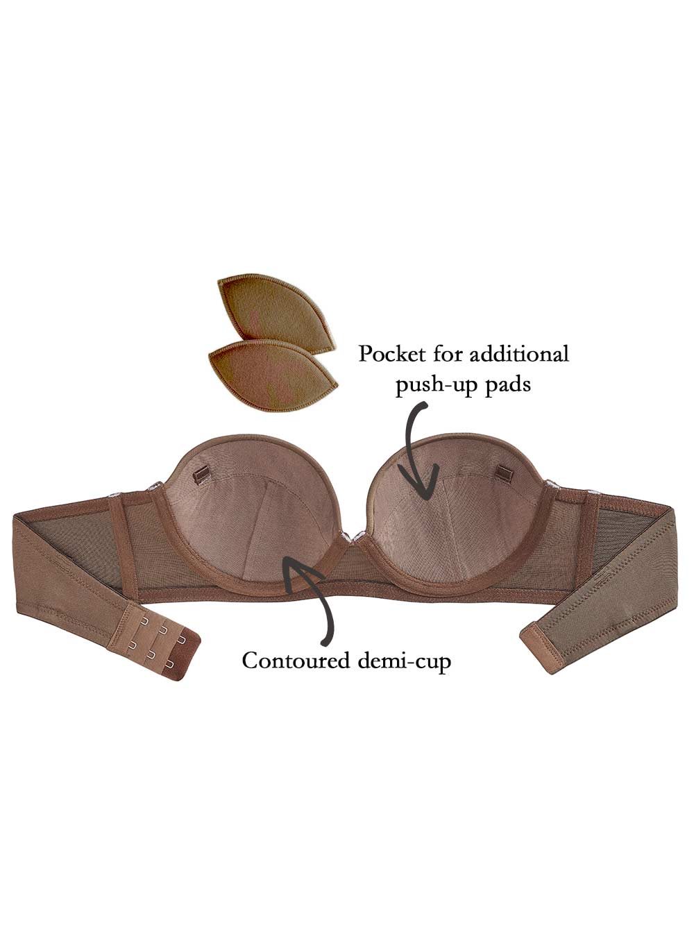 Sascha Demi-Cup Strapless Smooth Petite Bra color_Chocolate