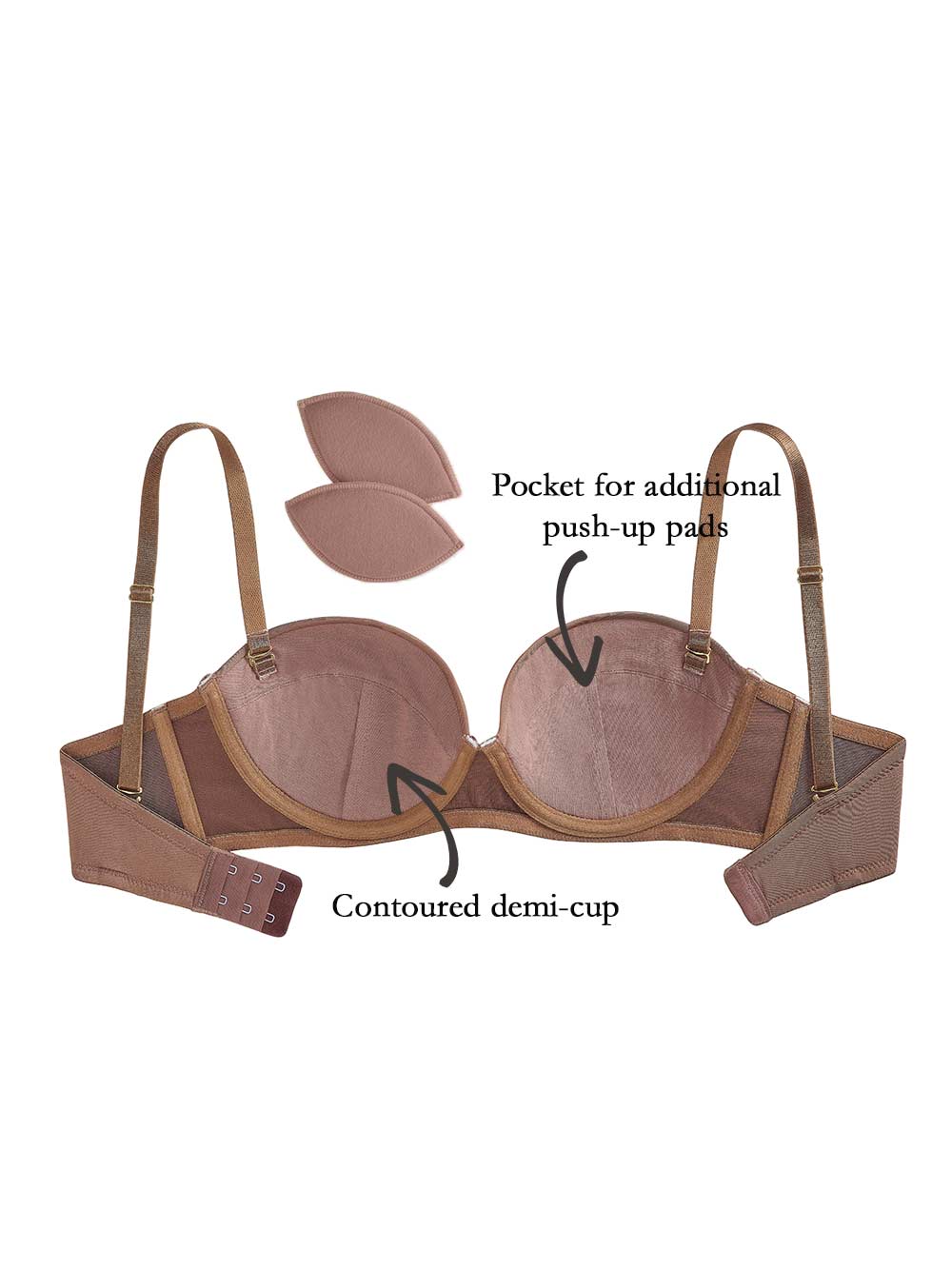 Sascha Demi-Cup Strapless Smooth Petite Bra color_Nutmeg