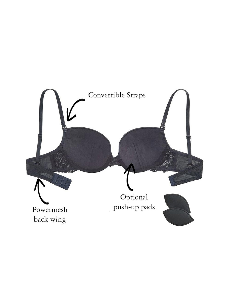 Grace Demi-Cup Bra, Petites, Push-Up, Smooth Cup, Removable Pads