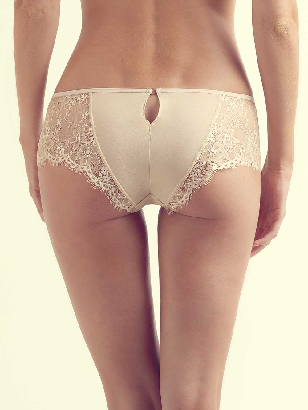 Ali D lace petite panty in nude keyhole back
