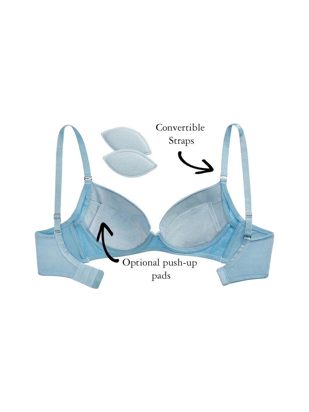 Dakota Contoured Cups, Petite, Removable Push-Up Pads, Smooth-Cup