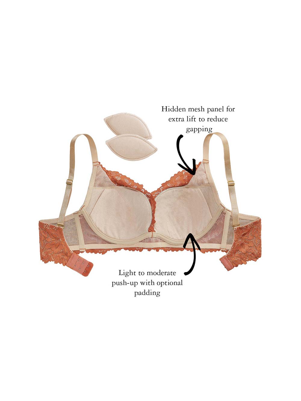 Coree Removable Push-Up Pads Lace Bra