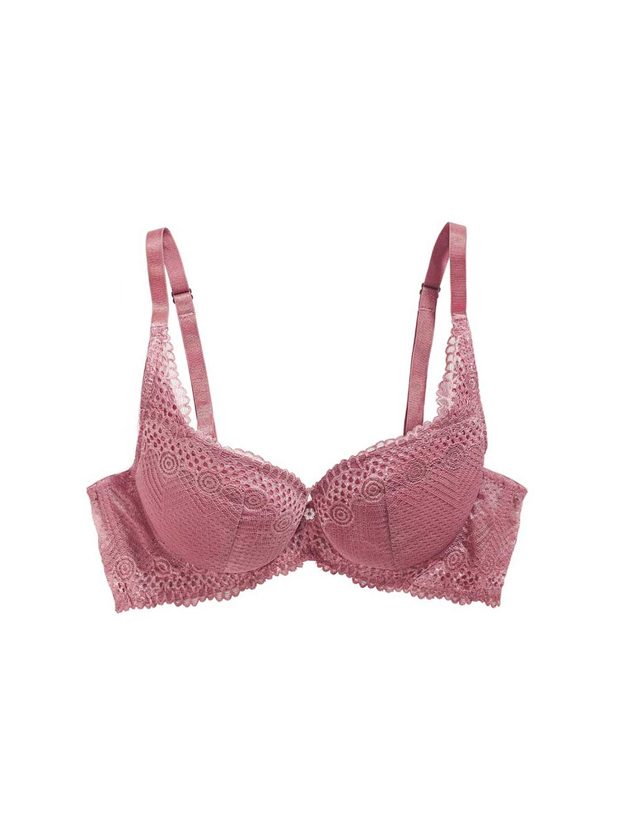 Buy Padded Underwired Demi Cup Level 3 Push-up Bra & Panty in Dusty Pink -  Lace Online India, Best Prices, COD - Clovia - BP2144P22
