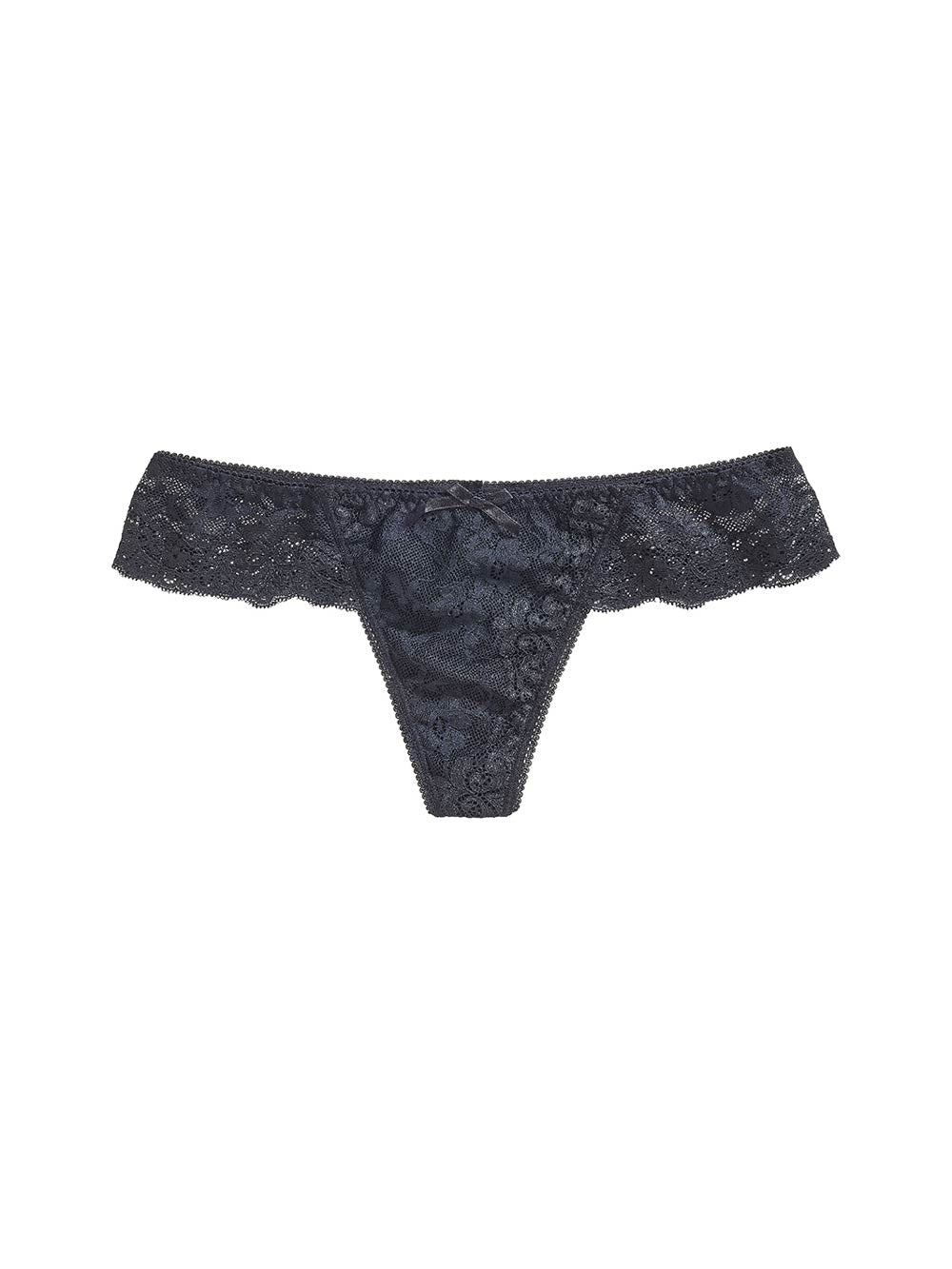 Lucia Cotton Crotch Lace Detailing Black Thong