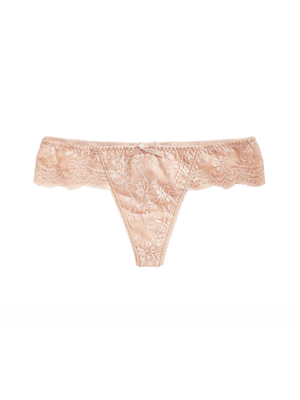 Lucia Cotton Crotch Lace Detailing Nude Thong