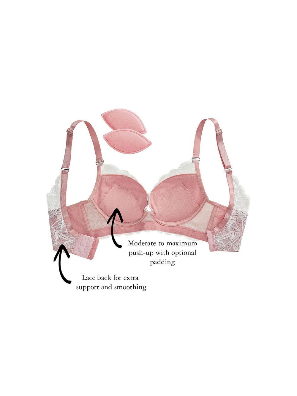 Lace push-up bra - Light pink - Ladies
