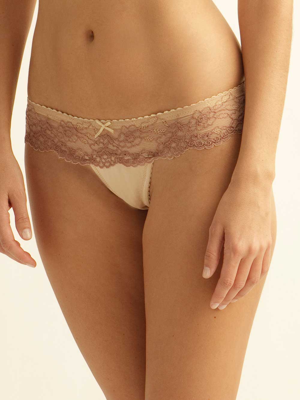 Yvonne Low Rise Lace Detailing Nude Thong